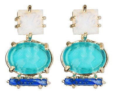 Turquoise Intaglio Bar Earrings - E1908