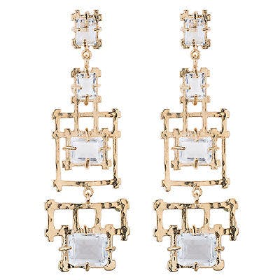 Rock Crystal Bamboo Earrings - E1909RC