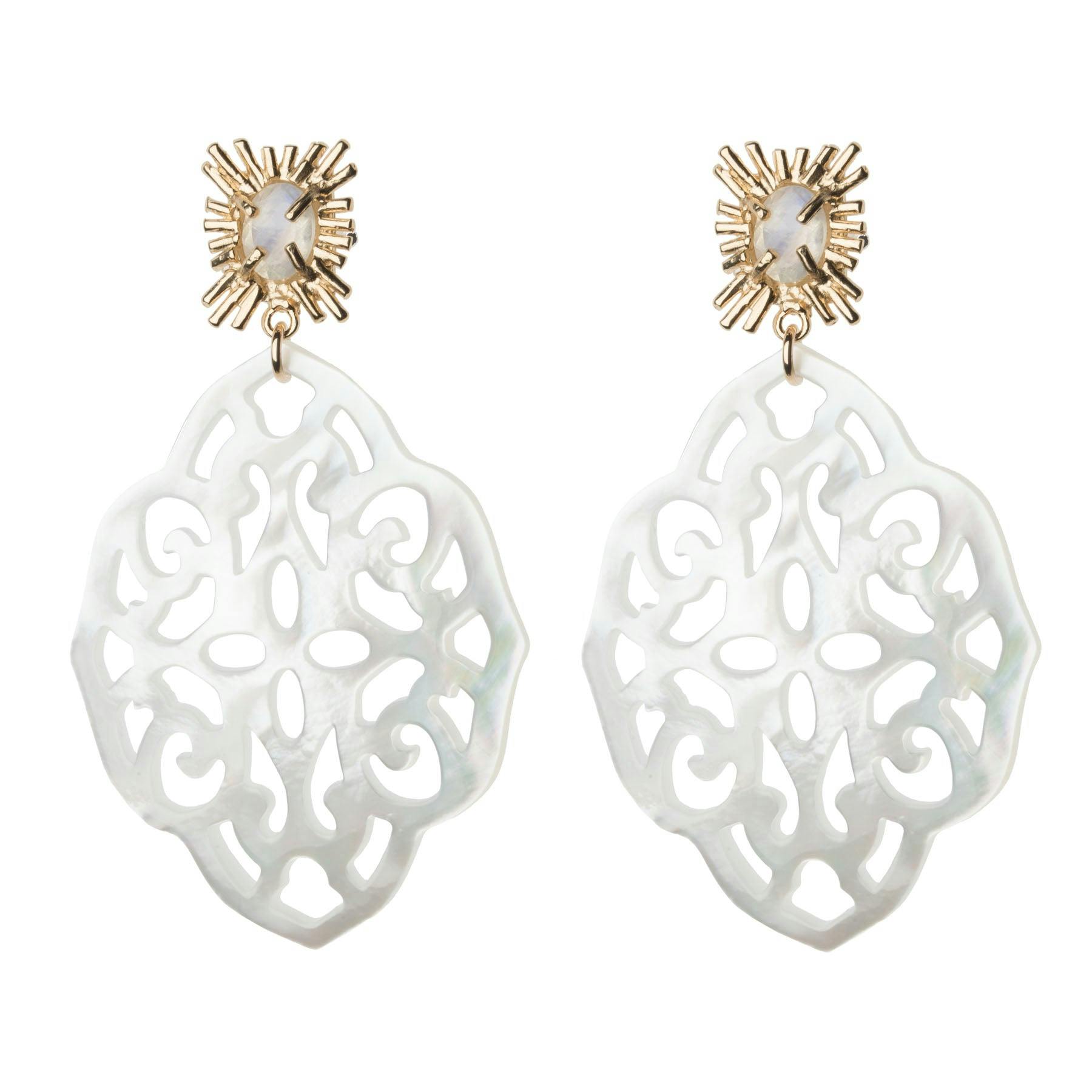 Sunburst with Mother of Pearl Drop Earrings