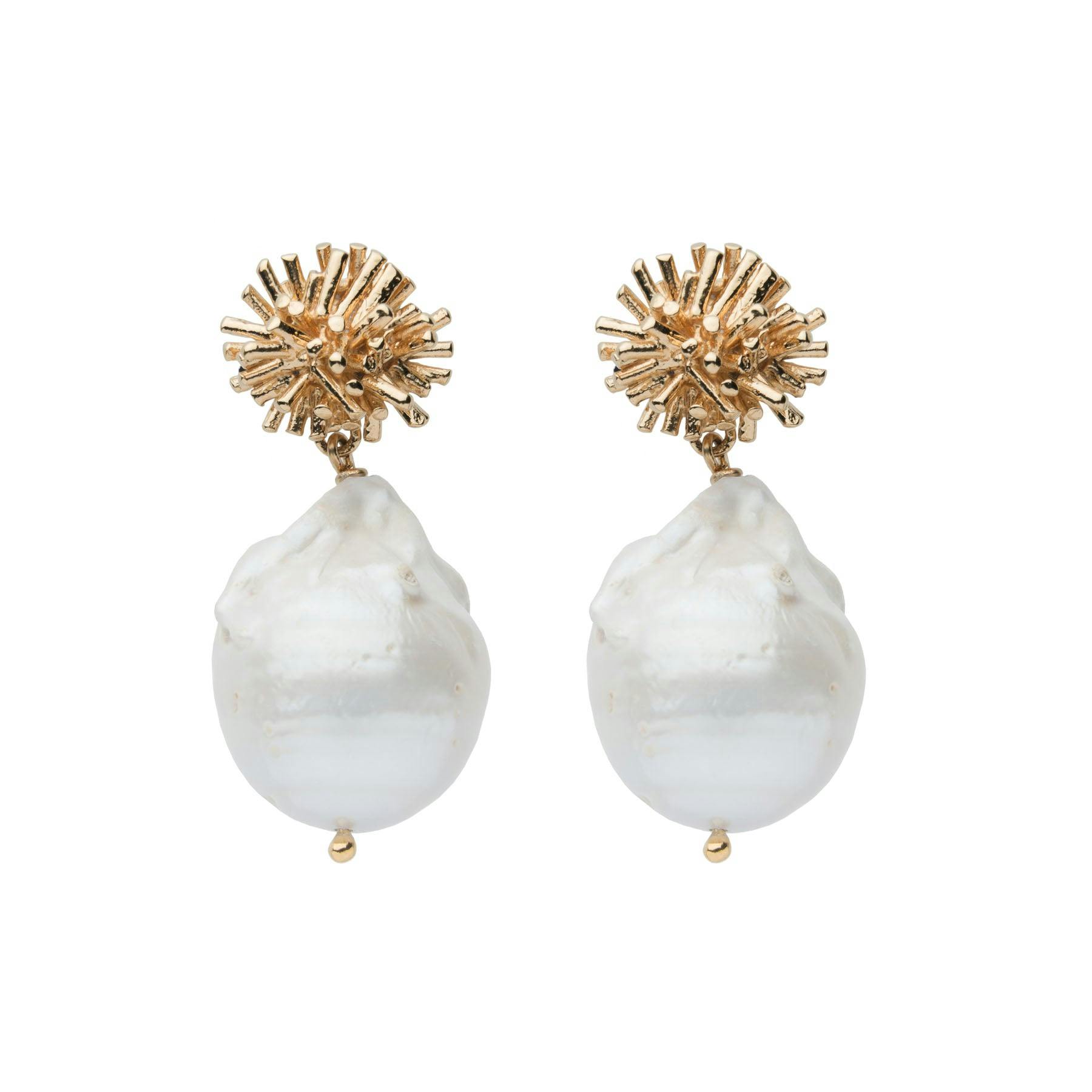 Sunburst with Baroque Pearl Earrings