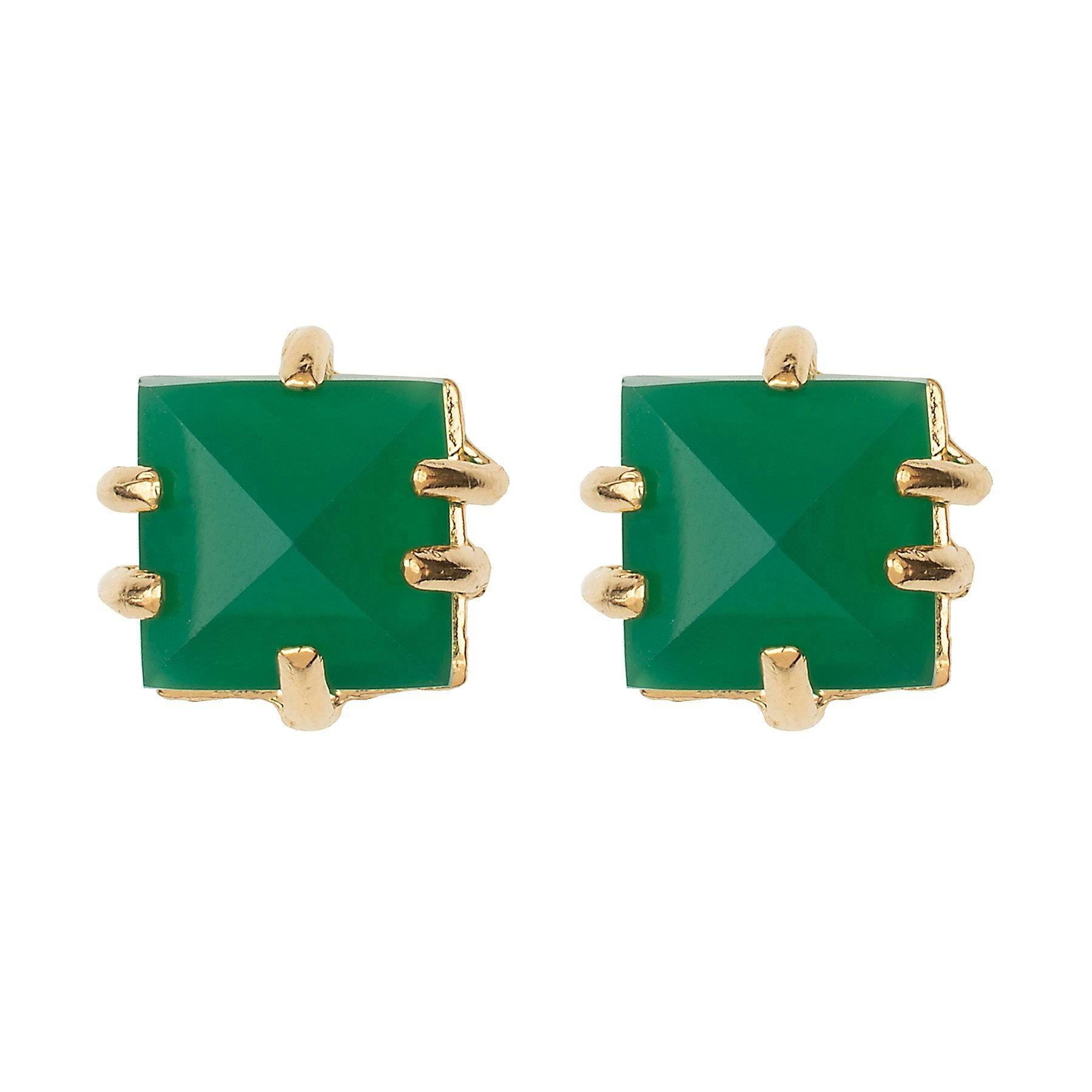 Green Onyx Pyramid Stud Earrings - E2201GO