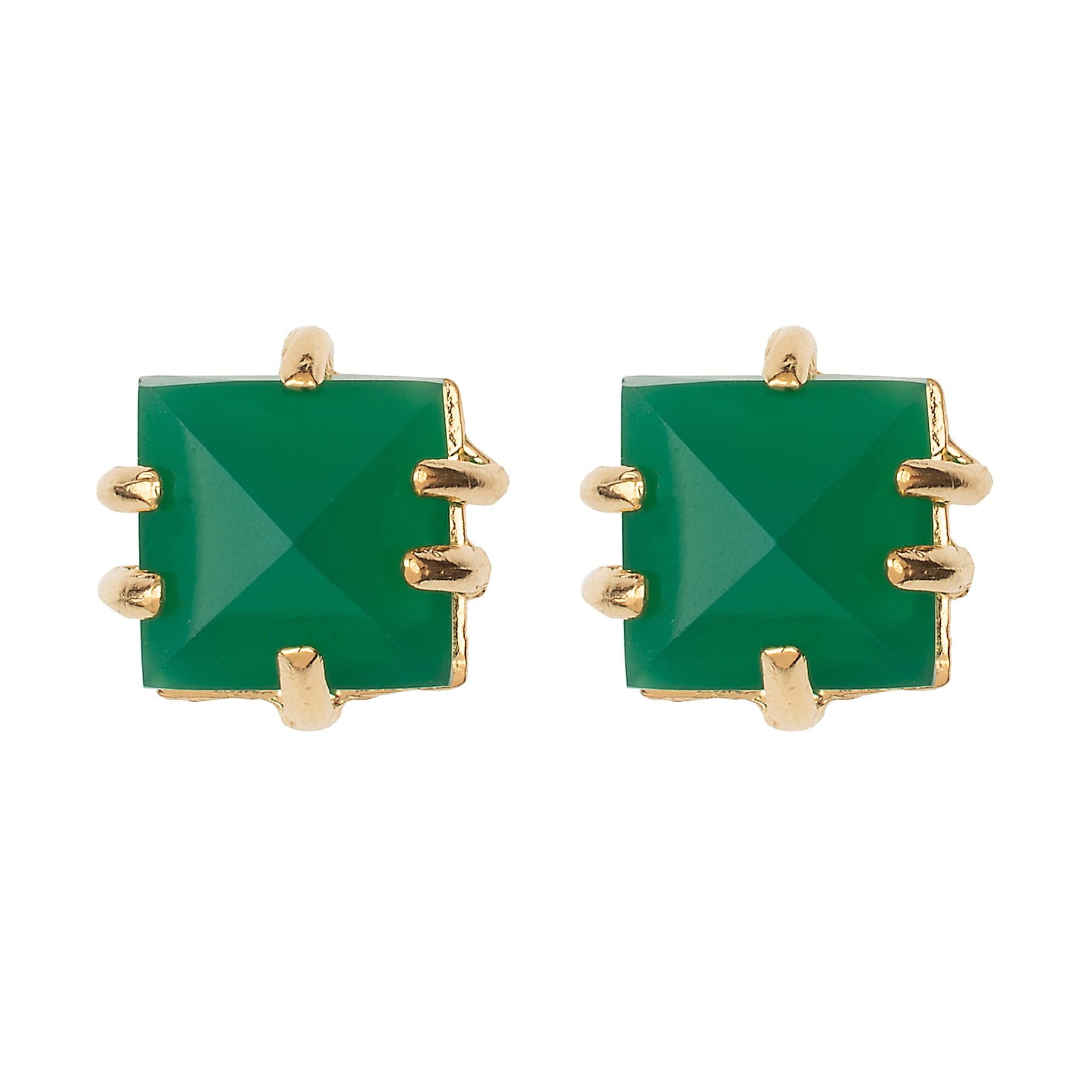 Green Onyx Pyramid Stud Earrings