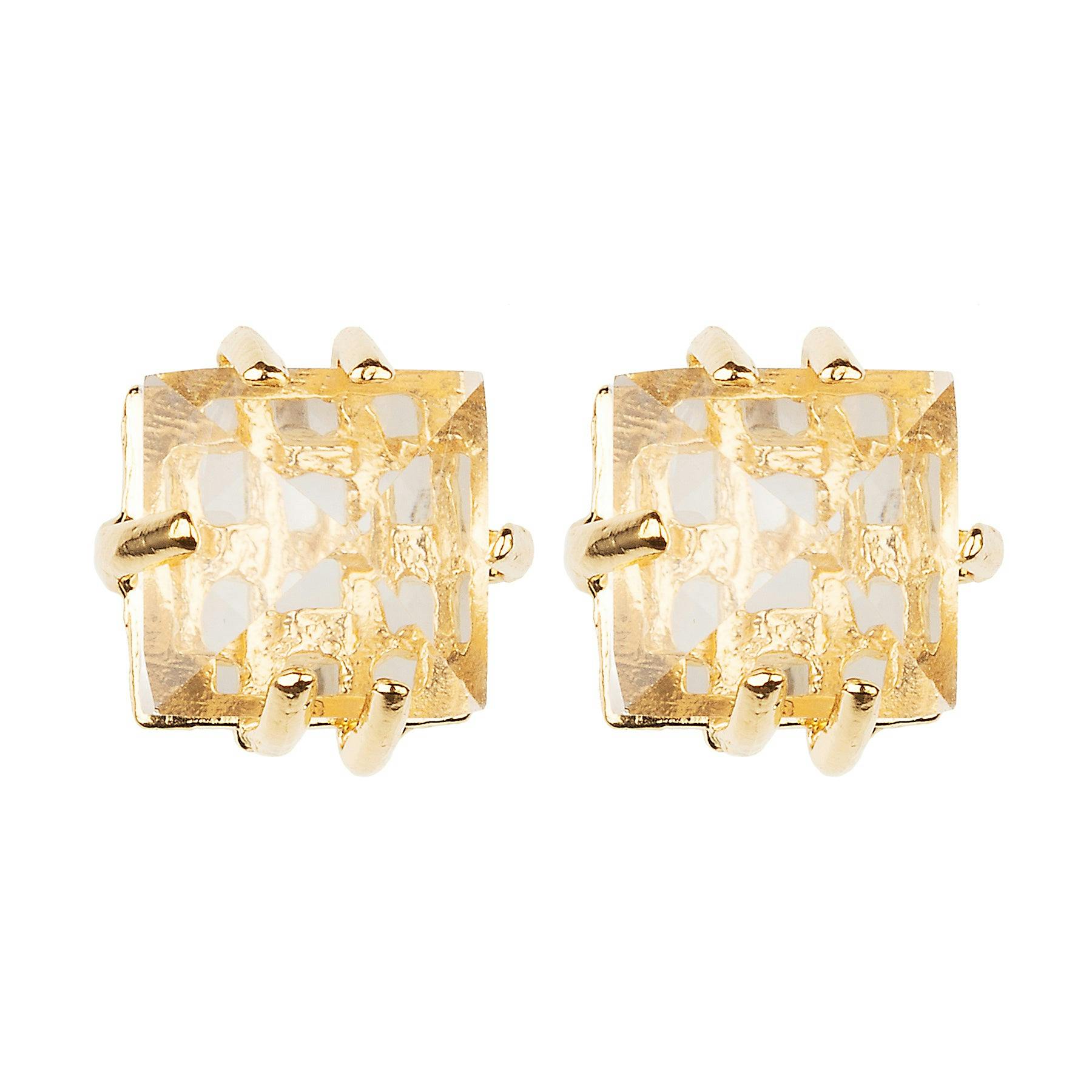 Rock Crystal Pyramid Stud Earrings - E2201RC-a_05bc56c1-af85-48a6-8d02-5127784abddd