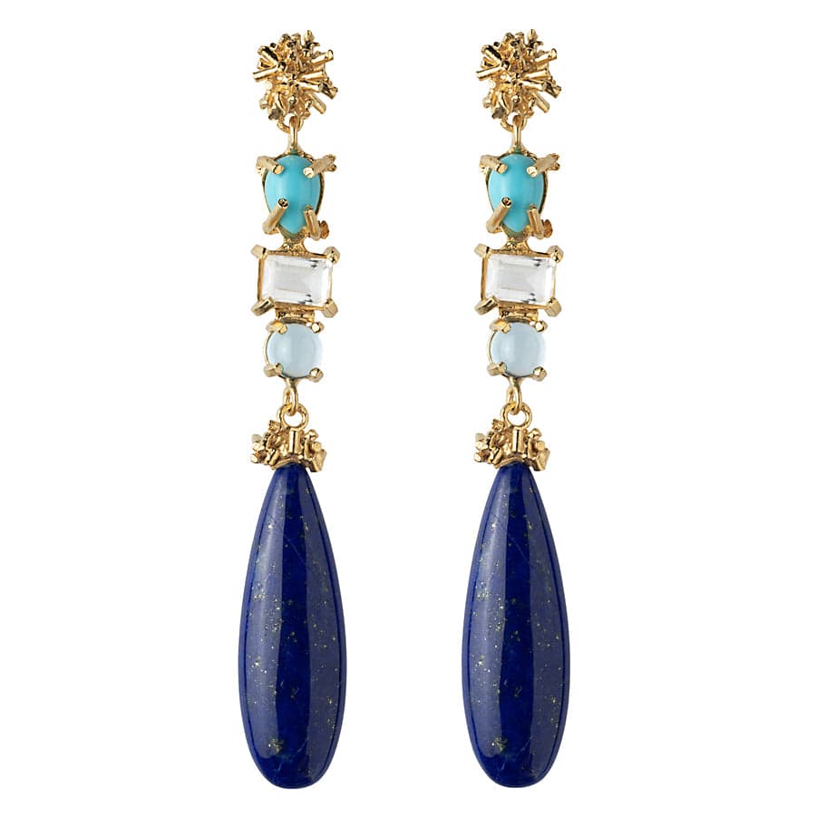 Sunburst Lapis Drop Earrings