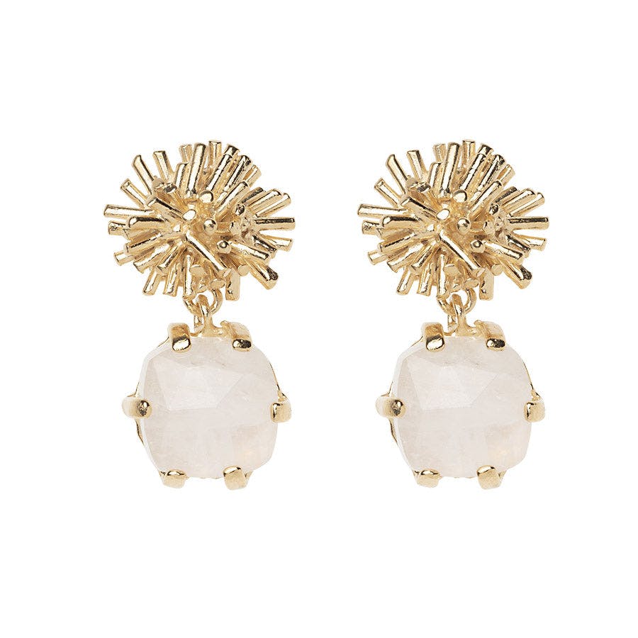 Moonstone Sunburst Deux Drop Earrings - E2306MS