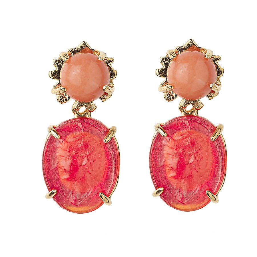 Coral Kleck Intaglio Earrings - E2307CC