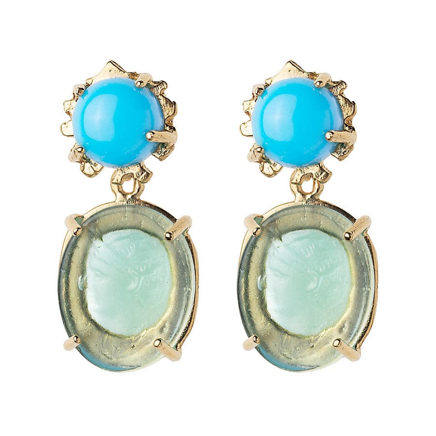 Turquoise Kleck Intaglio Earrings