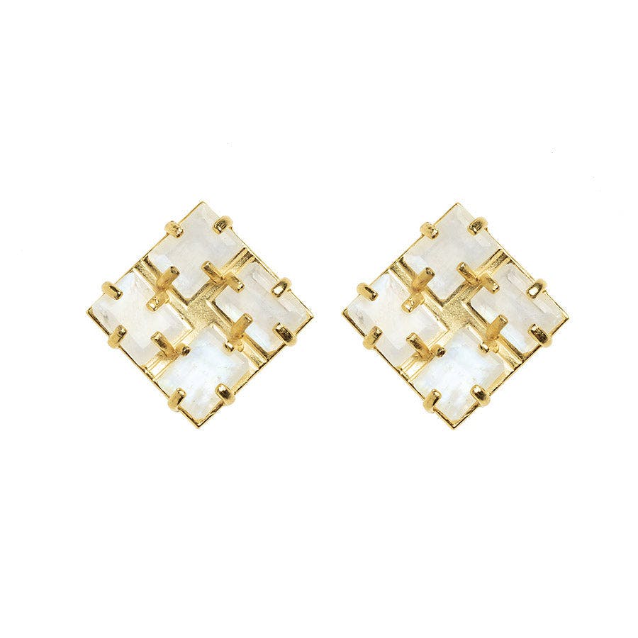 Moonstone Squared Earrings - E2308MS-b