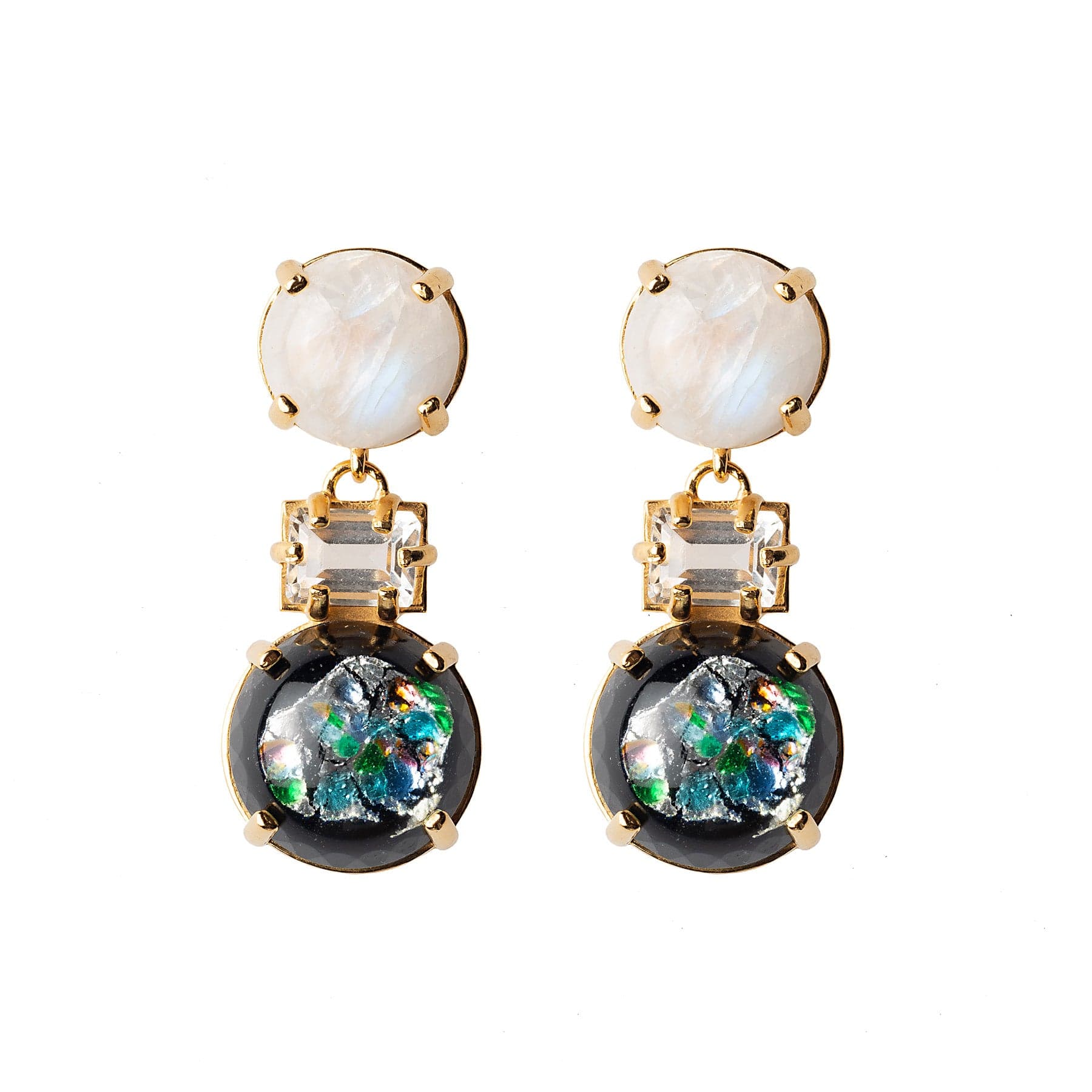 Vintage Glass Opal Earrings