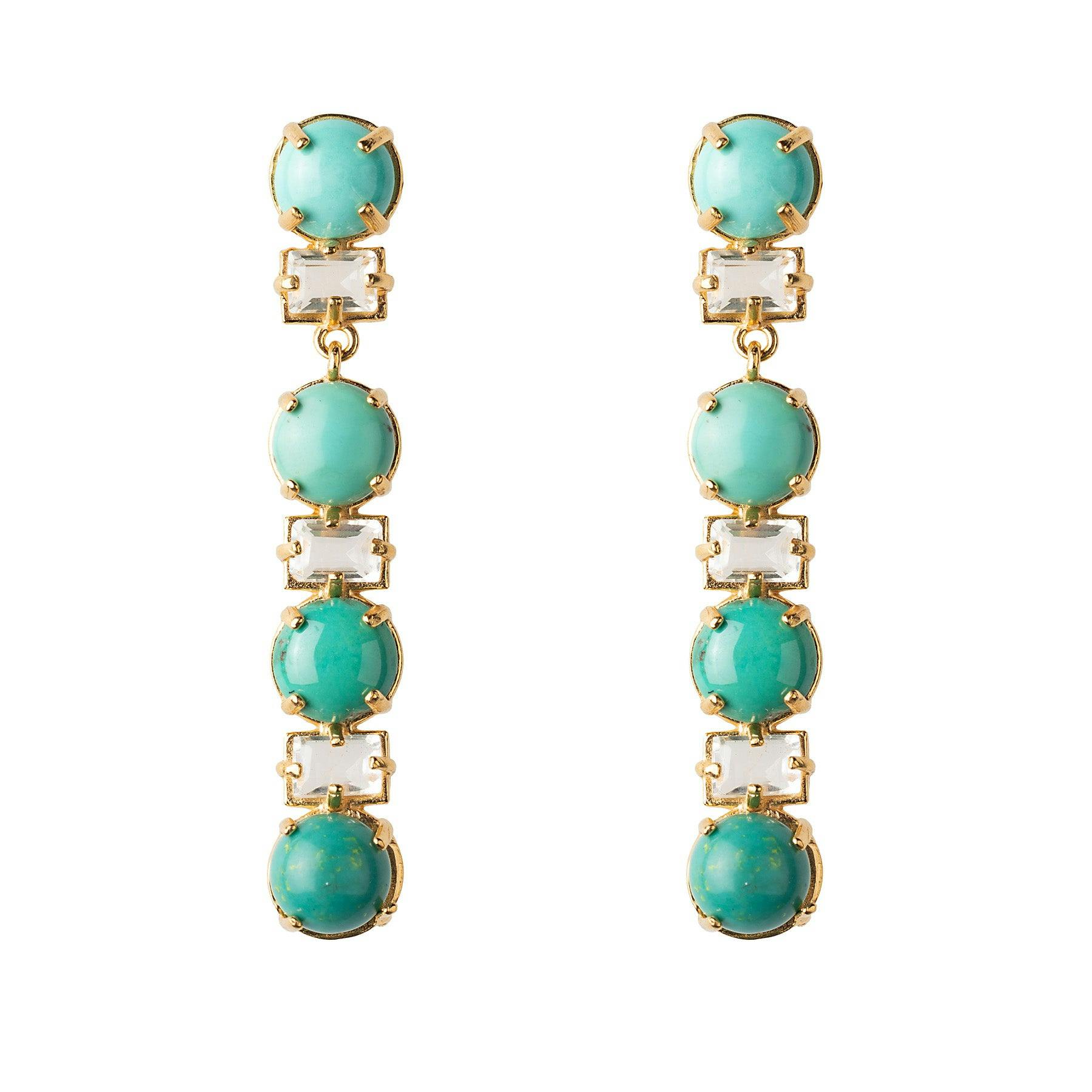 Alternating Turquoise Linear Earrings - E2311