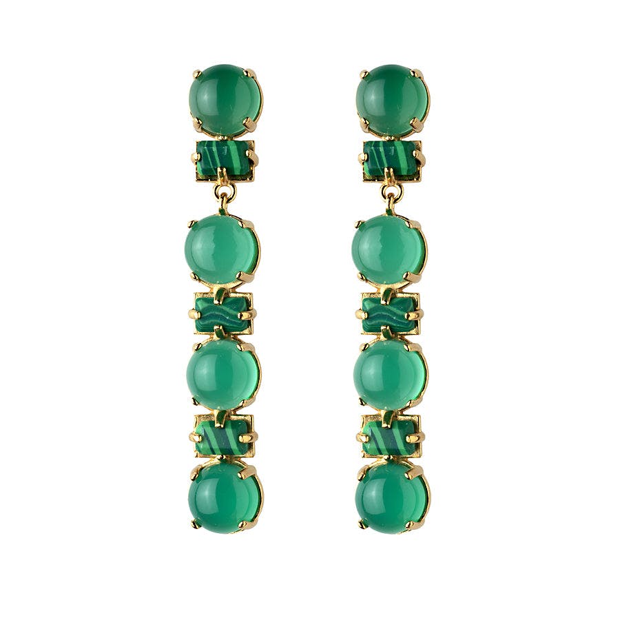 Alternating Green Linear Earrings