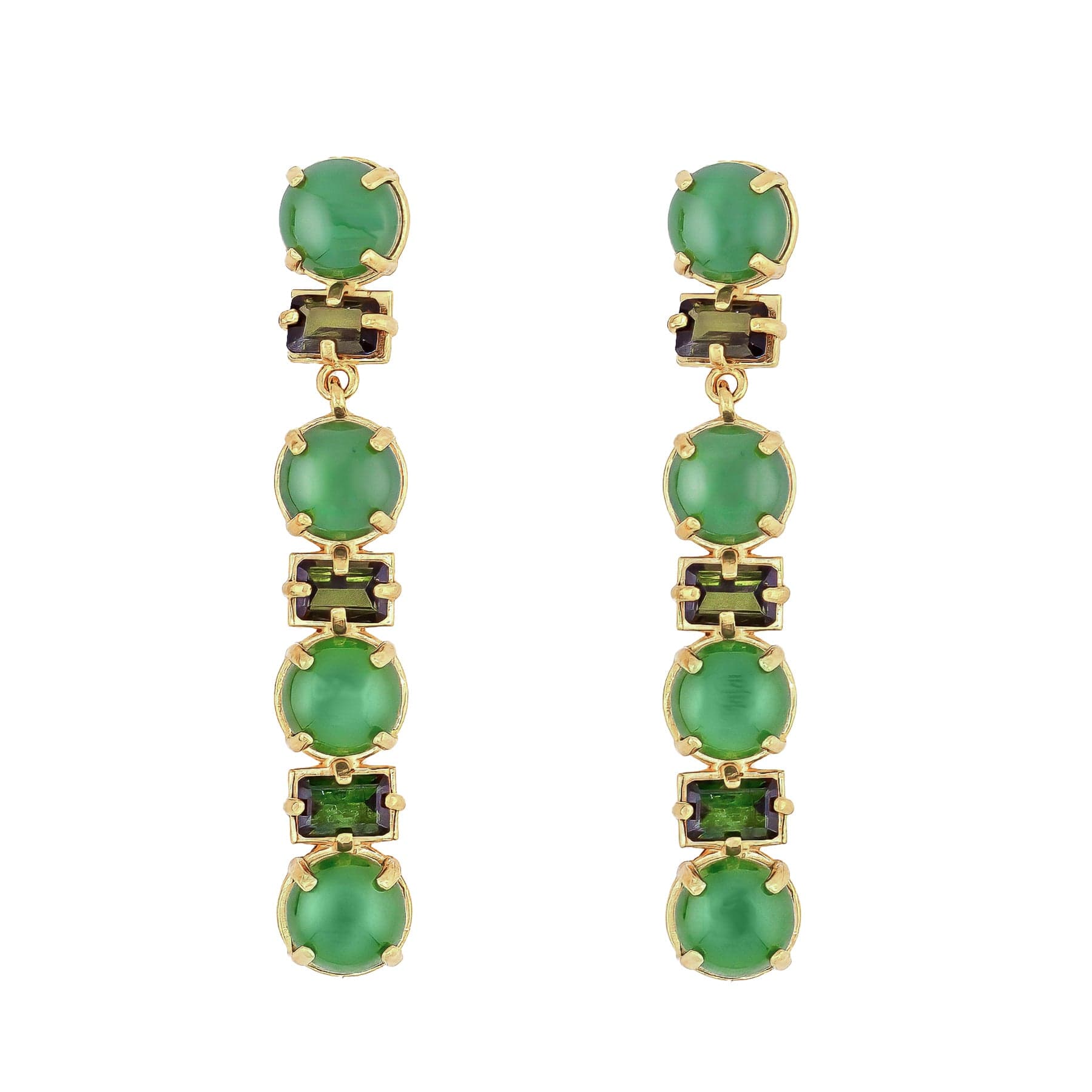 One-of-a-Kind Jade and green tourmaline linear earring