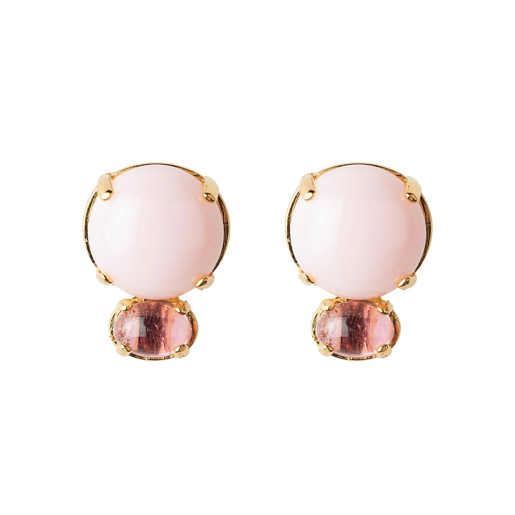 Pink opal & pink tourmaline earrings