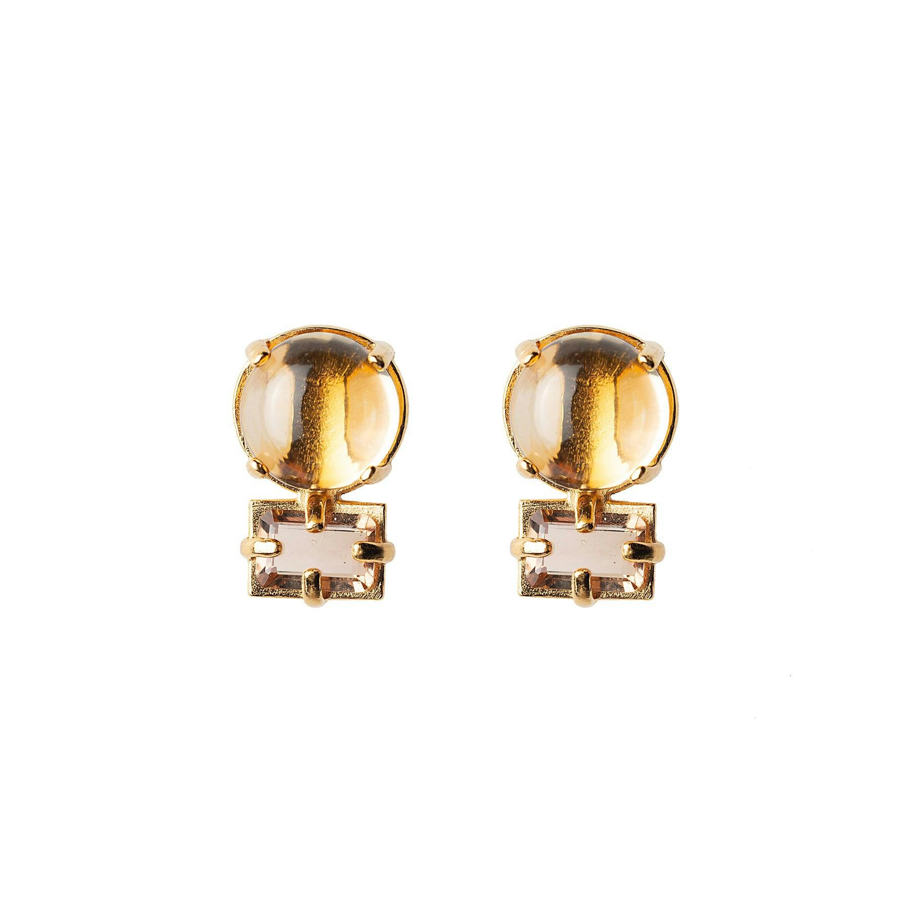 Citrine and Golden Baguette Studs