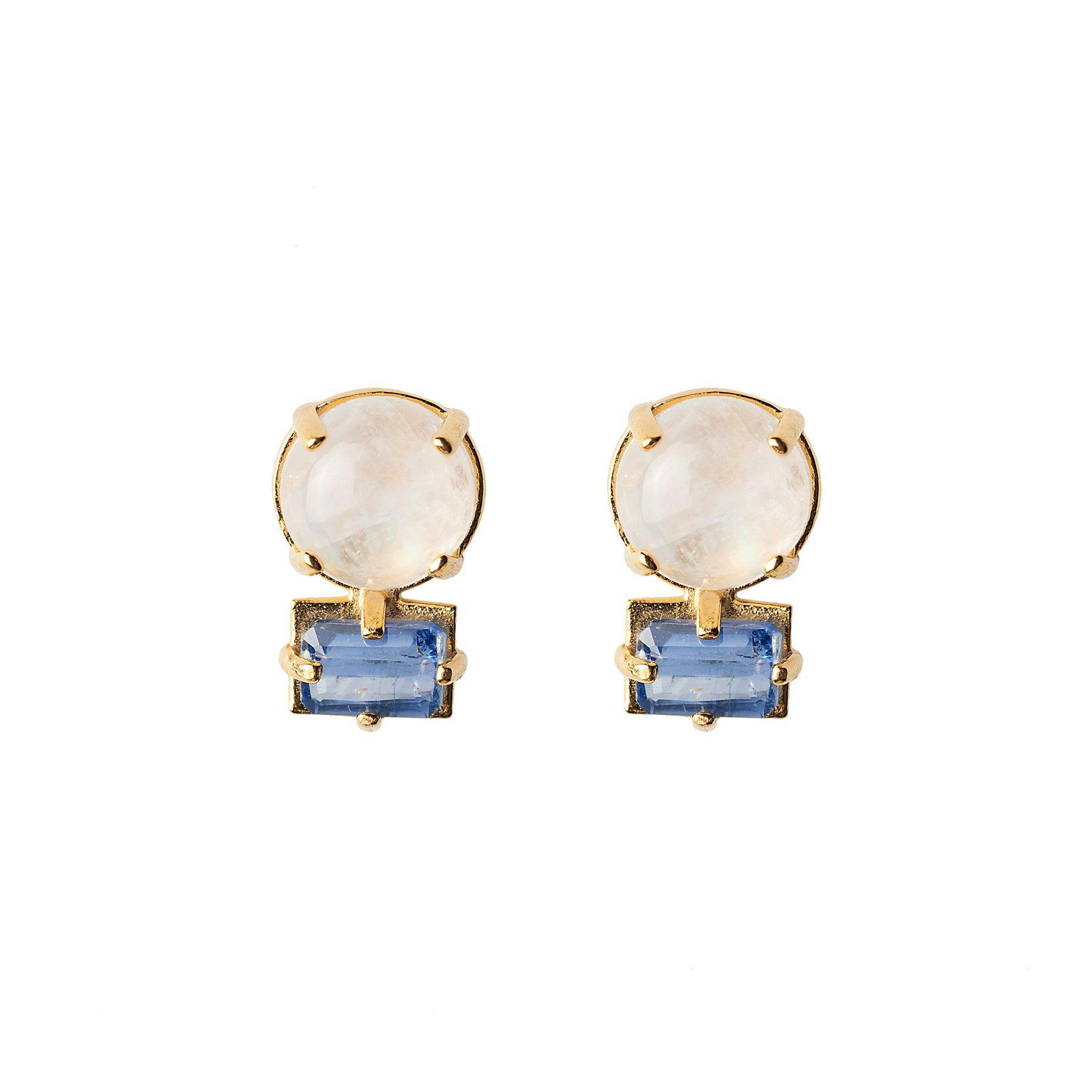 Moonstone and Kyanite Baguette Studs - E2317MK