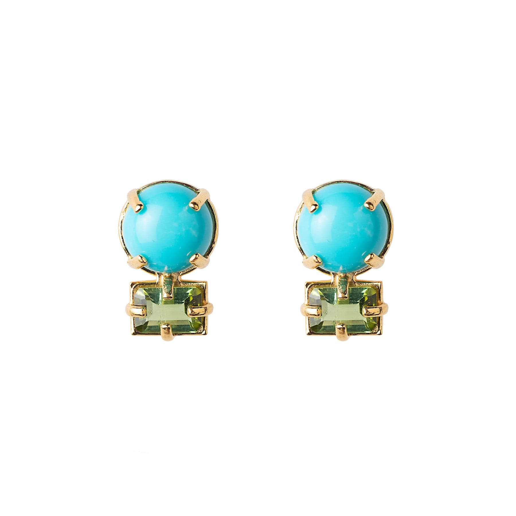 Turquoise and Green Baguette Studs