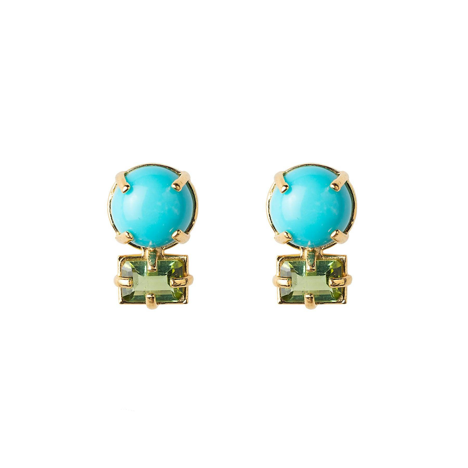 Turquoise and Green Baguette Studs - E2317TT_a1d2a505-cc7f-4e66-915b-bf5a5d23d25b