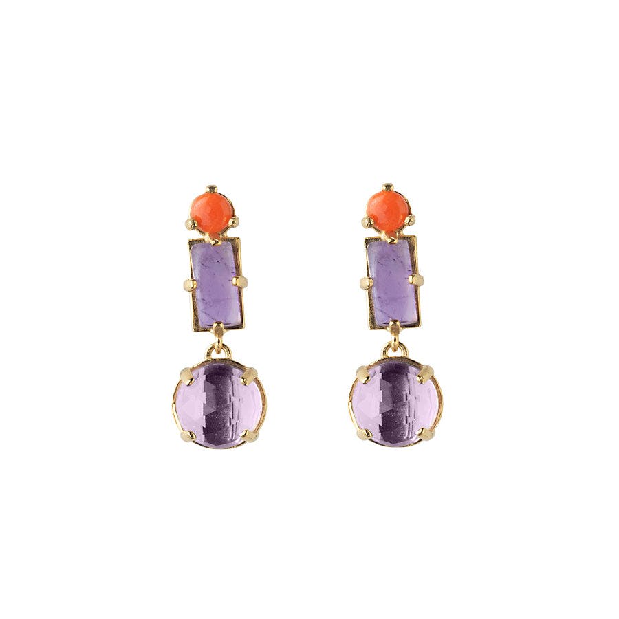 Amethyst Tri-Drop Earrings - E2402CAPA