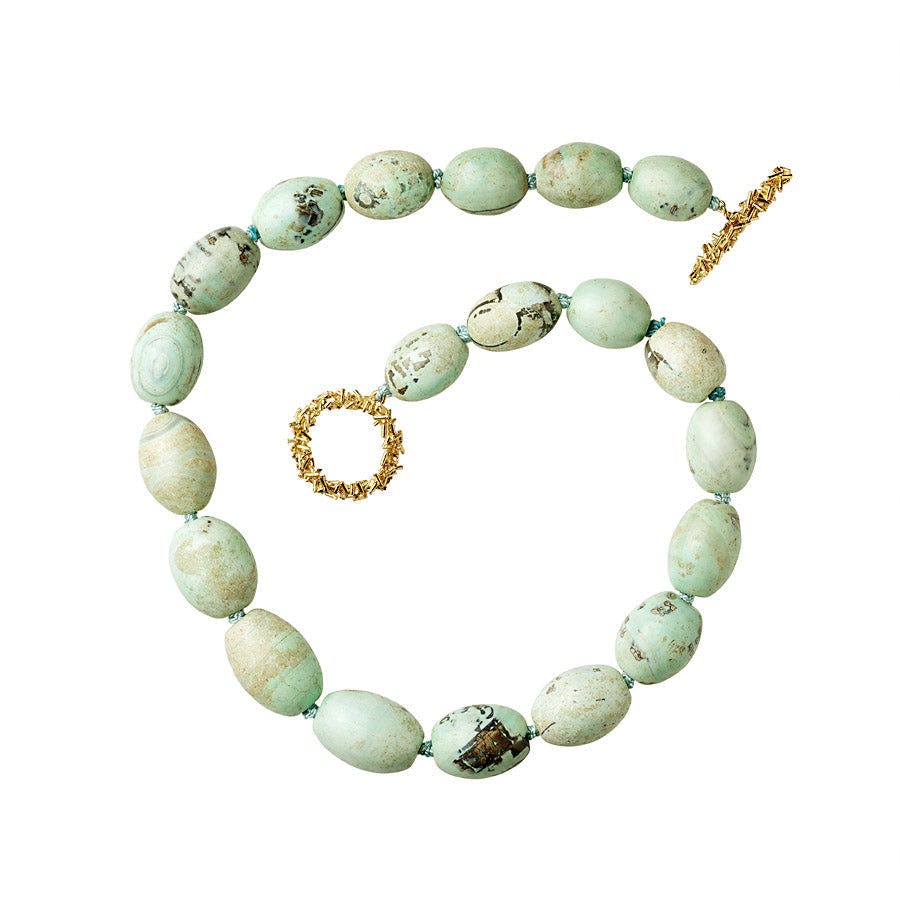 Aqua Hand-knotted Beaded Necklace - N2207AA