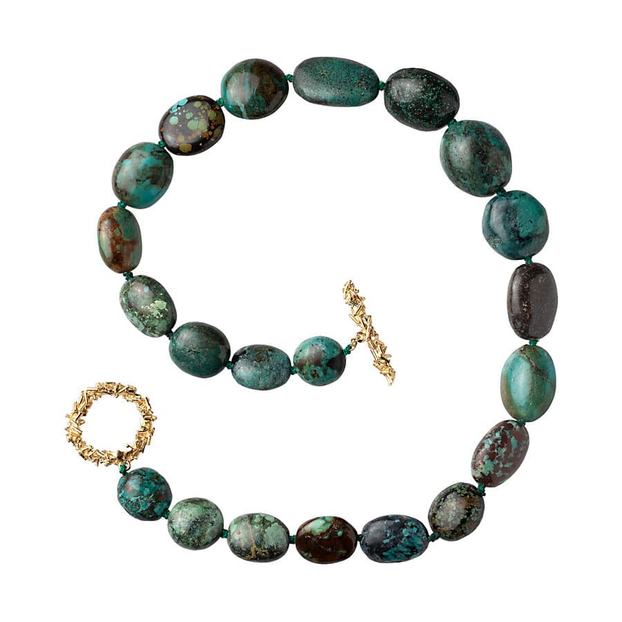 Turquoise Hand-knotted Chinese Bamboo Necklace