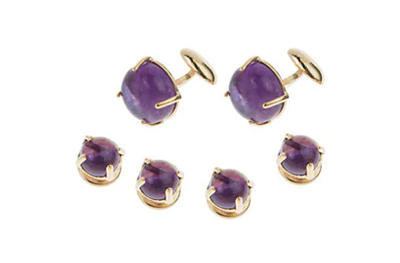 8mm Amethyst Cabochon Stud Set