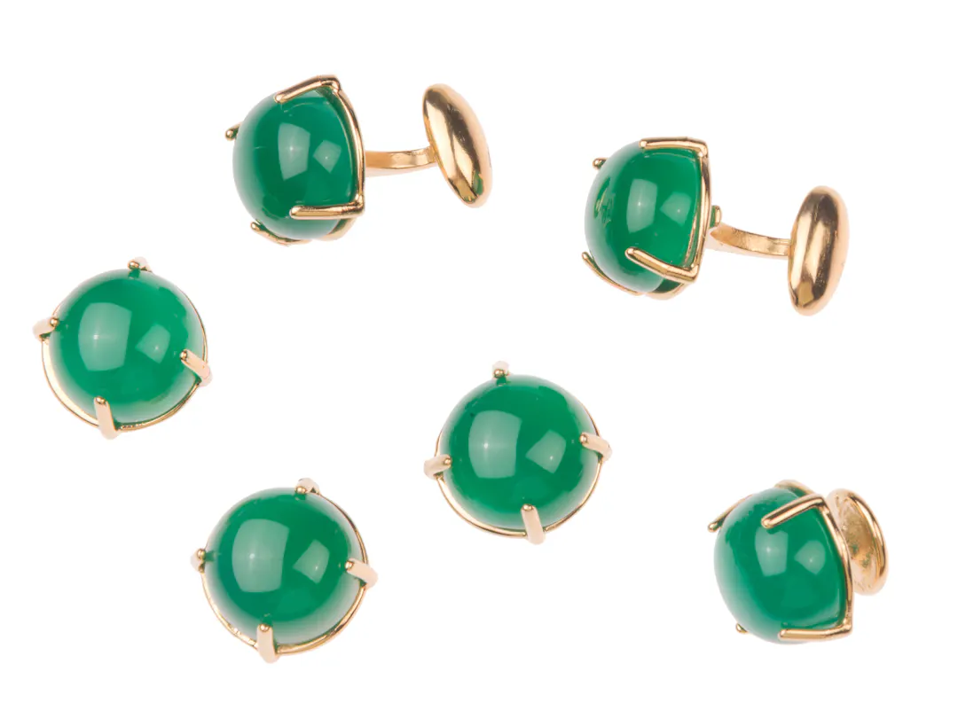 12mm Green Onyx Cabochon Stud Set